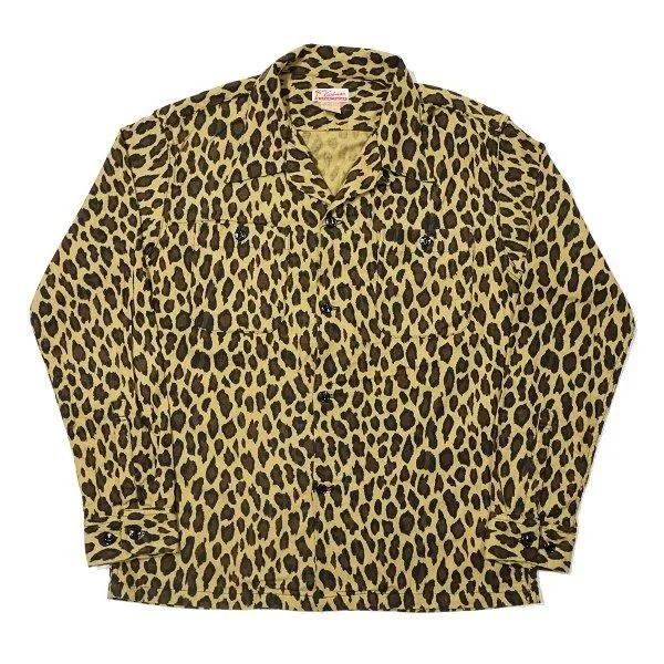 CUSHMAN クッシュマン 25709 LEOPARD PRINT NEL OPEN COLLAR SHIRTS