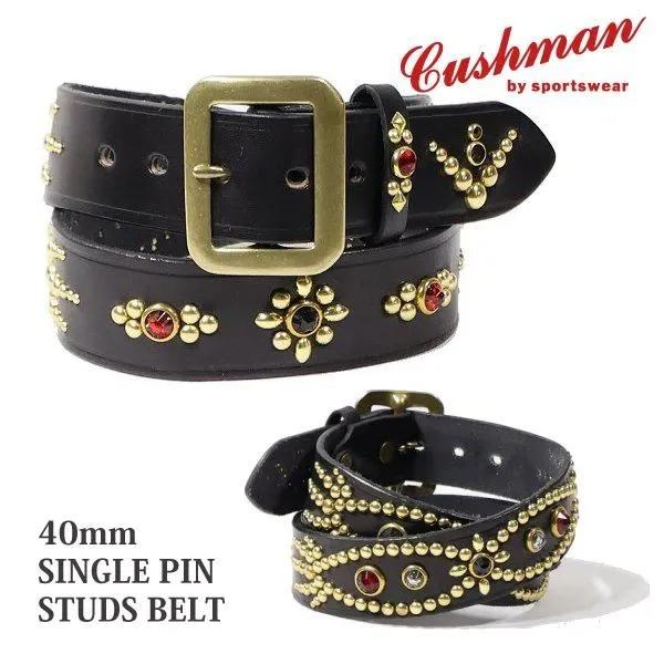 クッシュマン 29180 40mm SINGLE PIN STUDS BELT シングルピン スタッズベルト カウハイド 牛革 CUSHMAN | CUSHMAN