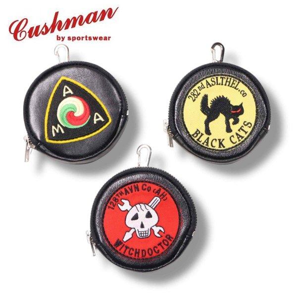 [ネコポス送料200円]クッシュマン レザーラウンドポーチ オリジナル 刺繍ワッペン付き 29414 LEATHER ROIND POUCH CUSHMAN | CUSHMAN