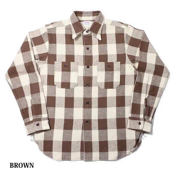 極美品！WAREHOUSE/ウエアハウス フランネルシャツ ブラウン XLサイズ WAREHOUSE ウェアハウス フランネル シャツ 長袖 チンストラップ G柄