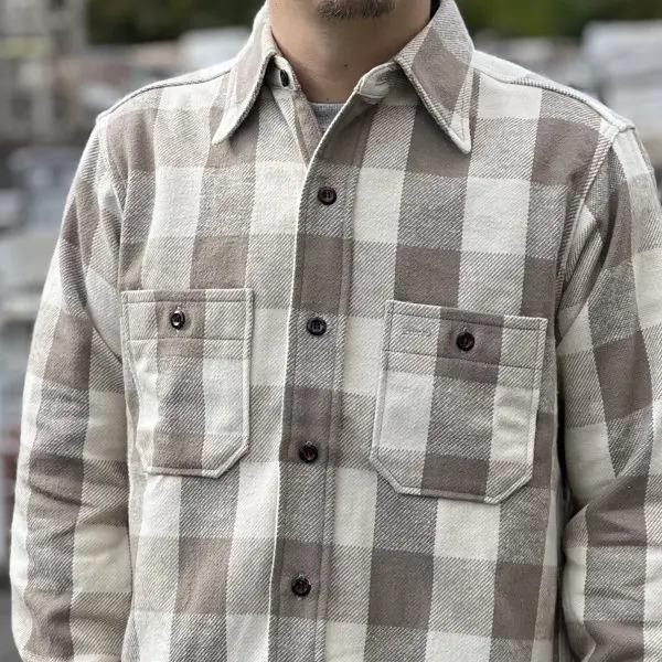 【WAREHOUSE】 ウエアハウス フランネルワークシャツ 長袖シャツ (L) WAREHOUSE[ウエアハウス] プルオーバー フランネル チェックシャツ