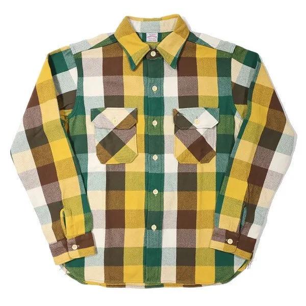 WAREHOUSE（ウエアハウス） 3104 E柄 グリーン FLANNEL SHIRTS