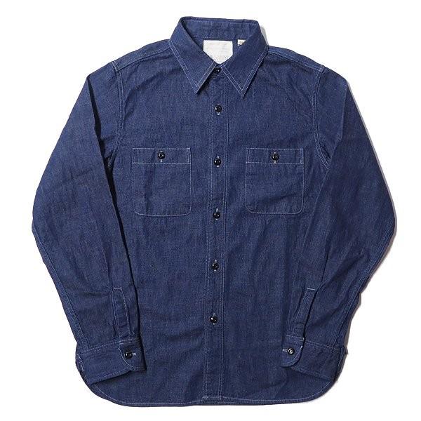 ほぼ未使用　FULLCOUNTデニムワークシャツダブルステッチ　4890 マチ付 ほぼ未使用 FULLCOUNTデニムワークシャツダブルステッチ 4890