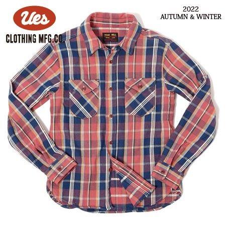 UES（ウエス） 502254 先染ヘビーネルシャツ フランネル ピンク UES