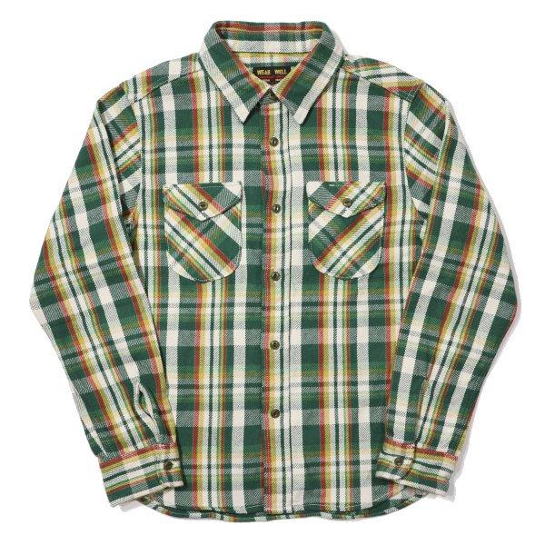UES（ウエス） 502351 先染ヘビーネルシャツ フランネル グリーン