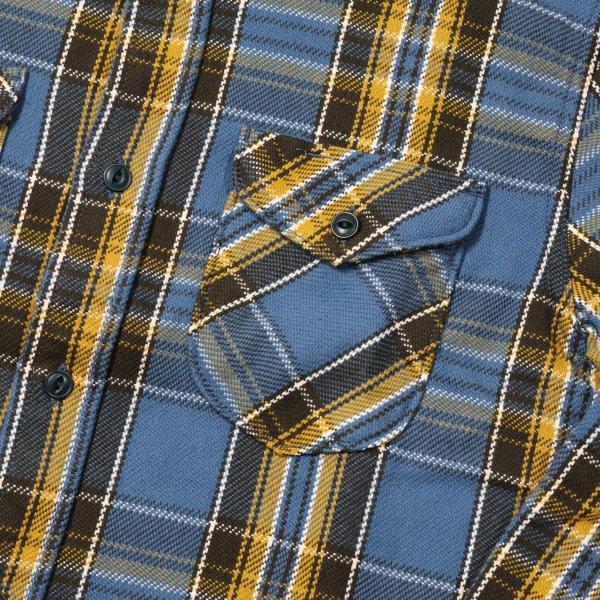 UES（ウエス） 502352 先染ヘビーネルシャツ フランネル ブルー HEAVY