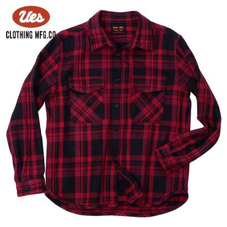UES（ウエス） 502355 エキストラヘビー ネルシャツ フランネル レッド
