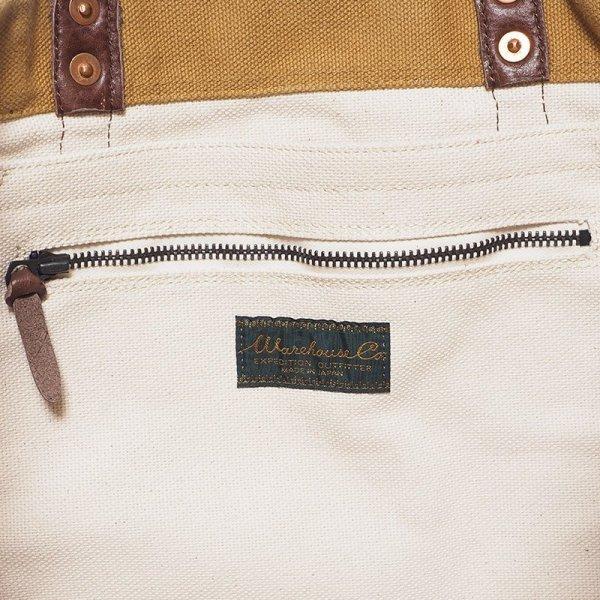 WAREHOUSE Lot 5220 LEATHER ＆ CANVAS TOTE Lot 5220 - Leather and Canvas Tote Bag - Dark Beige | Dant