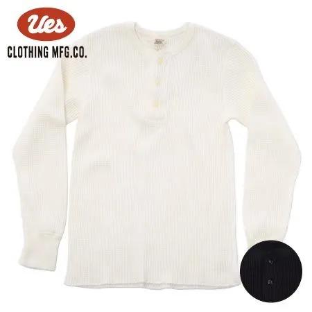 [予約商品]ウエス 66BW ビッグワッフルヘンリーネックTシャツ 長袖 BIG WAFFLE HENLEY NECK TEE UES 2026年 | UES
