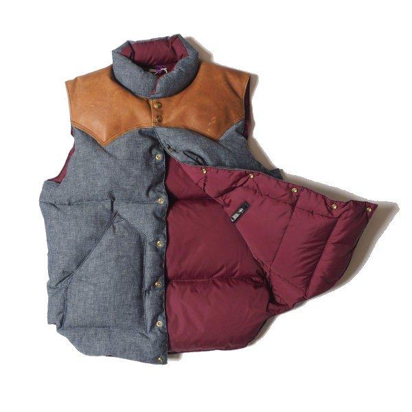ウエアハウス×ロッキーマウンテン CHAMBRAY DOWN VEST シャンブレー ダウンベスト ROCKY MOUNTAIN