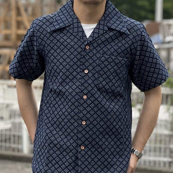 サムライジーンズ 藍刺子 オープンカラー 半袖シャツ SOS23-S01