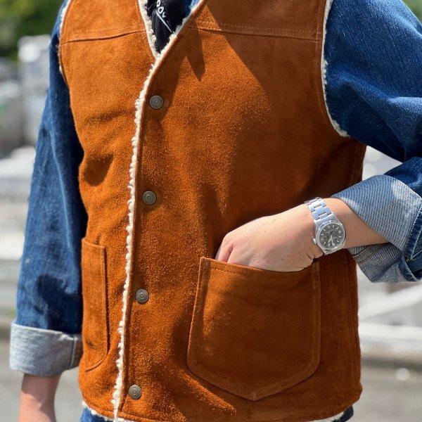 ワイツーレザー WJ-06 STEER ROUGHOUT WOOL BOA VEST ステアラフアウト