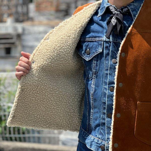 ワイツーレザー WJ-06 STEER ROUGHOUT WOOL BOA VEST ステアラフアウト ボアベスト Y'2LEATHER 2026年の画像