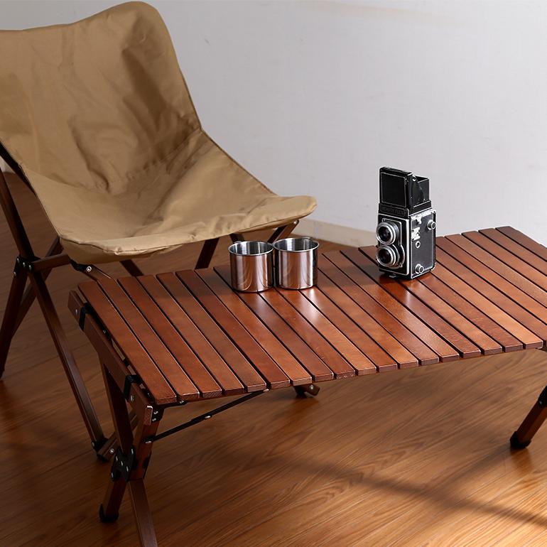 アウトドア ウッドトップ ロールテーブル 折りたたみ コンパクト