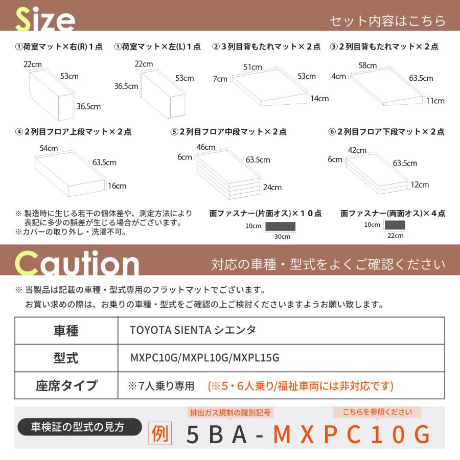 車中泊マット 車中泊 シエンタ 3代目 MXPC10G/MXPL10G/MXPL15G 7人乗り専用 全席用 フラットマット 車中泊グッズ 段差解消 トヨタ NOMAD BASE A1614-2の画像