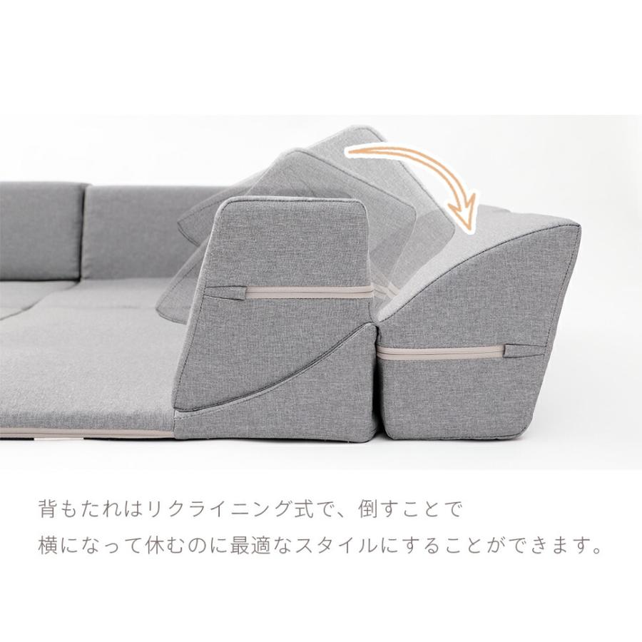 B 新品 ソファ グレー リクライニング ベッド ローソファ フロア こたつ セルタン ローソファ 洗える フロア プレイマット
