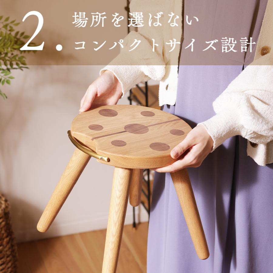 スツール かわいい 椅子 チェア てんとう虫 サイドテーブル 木製 コンパクト ナチュラル 天然木 シンプル 軽量 こども B127 | セルタン | 10