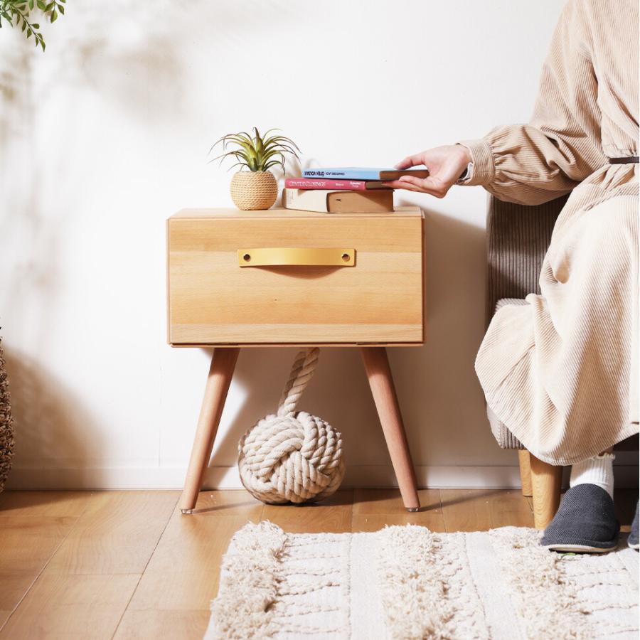ナイトテーブル ナイトスタンド サイドテーブル 木製 引き出し 収納 おしゃれ ナチュラル シンプル 天然木 北欧 B128 | セルタン | 14