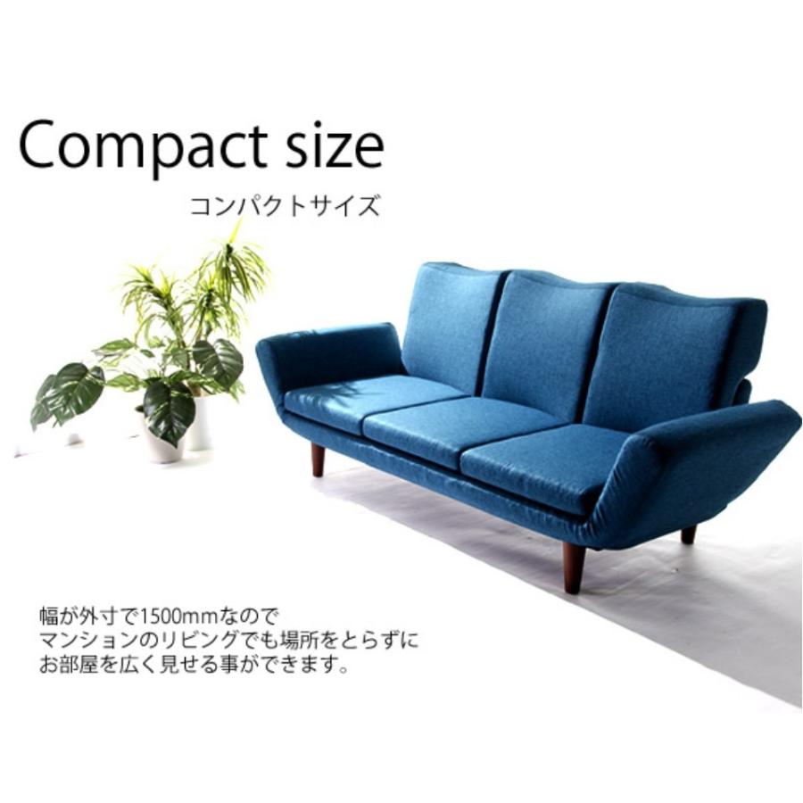 ソファ ソファー 3人掛け 3P TONT 日本製 リクライニング デザイン 曲線 コンパクトサイズ ラブソファ tont-a538-3p sgの画像