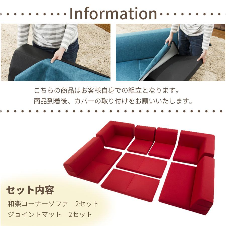 和楽のIMONIA 2個セット【期間限定ジョイントマット2個付】コーナーソファー 洗濯可能 カバーリング仕様 ソファーベッド L字ソファー ソファ こたつ 囲い A573の画像