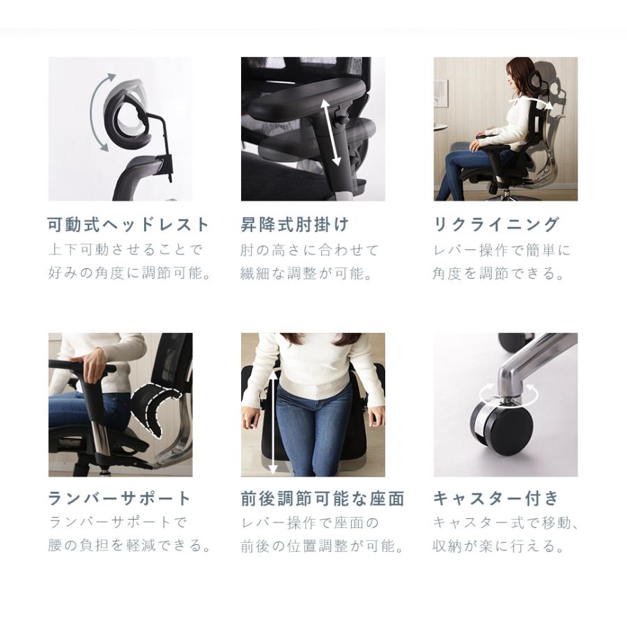 オフィスチェア 椅子 チェアー ergonomic リクライニング メッシュ生地 ランバーサポート キャスター付き 背もたれ 肘掛け 昇降 蒸れにくい 快適 通気性｜cellutane001｜05