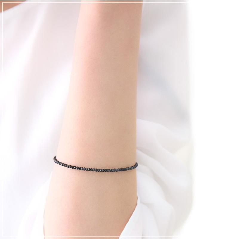 高品質マシンカット! ブラックスピネル ブレスレット 2mm 17cm 19cm