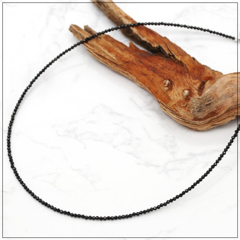 ブラックスピネル大粒ペンダント✖️モアサナイトネックレス2ミリ ブラックスピネルネックレス 2mm 40cm 45cm ブラックストーン