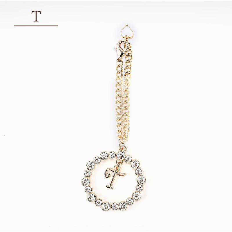 クリスタル イニシャル バッグ チャーム 18Kコーティング スウェード