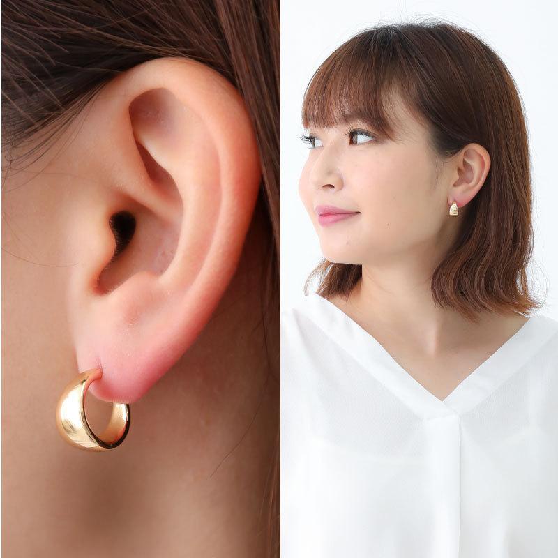 ピアス ニッケルフリー ぷっくり C型 ドロップ 18Kコーティング フープ