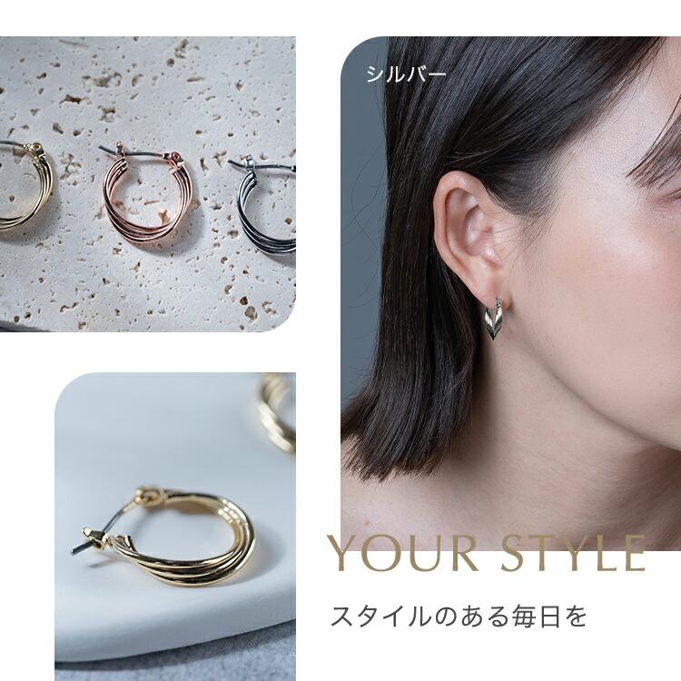 ピアス ニッケルフリー ドロップ フープピアス 18Kコーティング フック