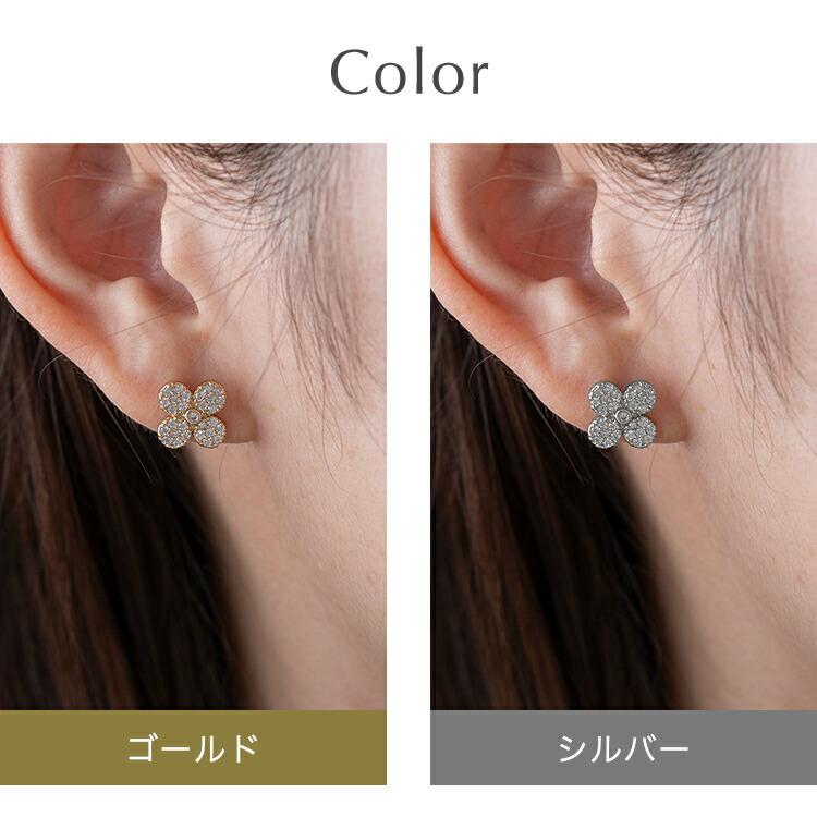 ピアス 金属アレルギー 対応 ニッケルフリー フラワー クリスタル 18K