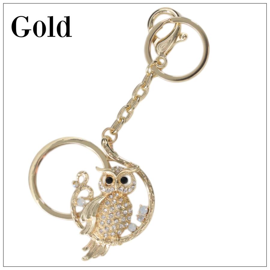 フクロウ モチーフ ルーペ付き バッグチャーム 18Kコーティング バッグ