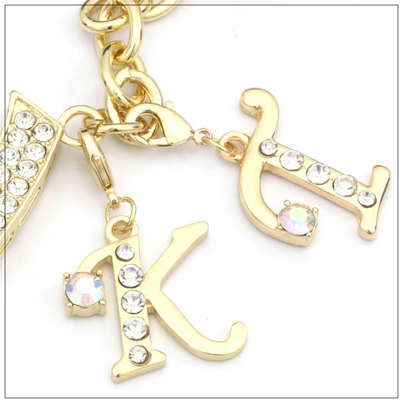 イニシャルチャーム クリスタル イニシャル チャーム バッグ