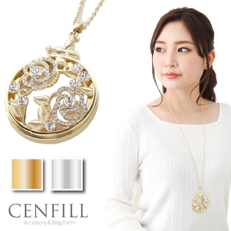 ホワイトブラウン ゴールド調ルーペネックレス - ネックレス