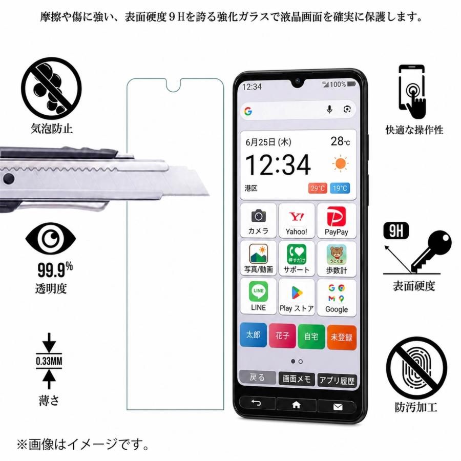 液晶保護ガラスフィルム 2枚セット ZTE かんたんスマホ5 A601ZT(ワイ