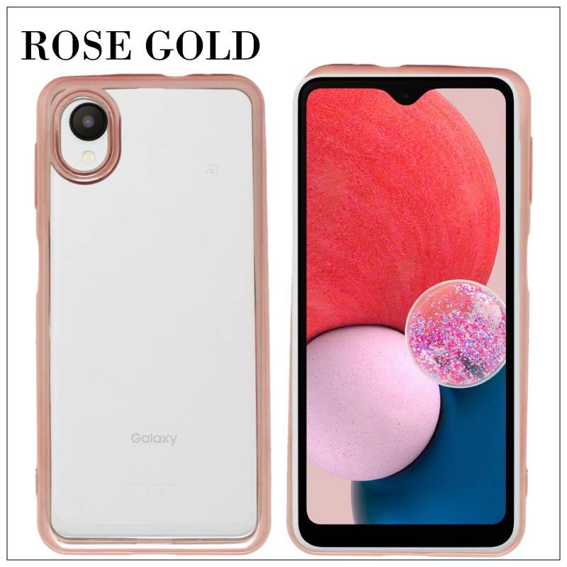 楽天モバイル　Galaxy A23 5G レッド 透明ケース付き Galaxy A23 5G SCG18 SC-56C サイドメッキ加工 TPU クリア 耐衝撃