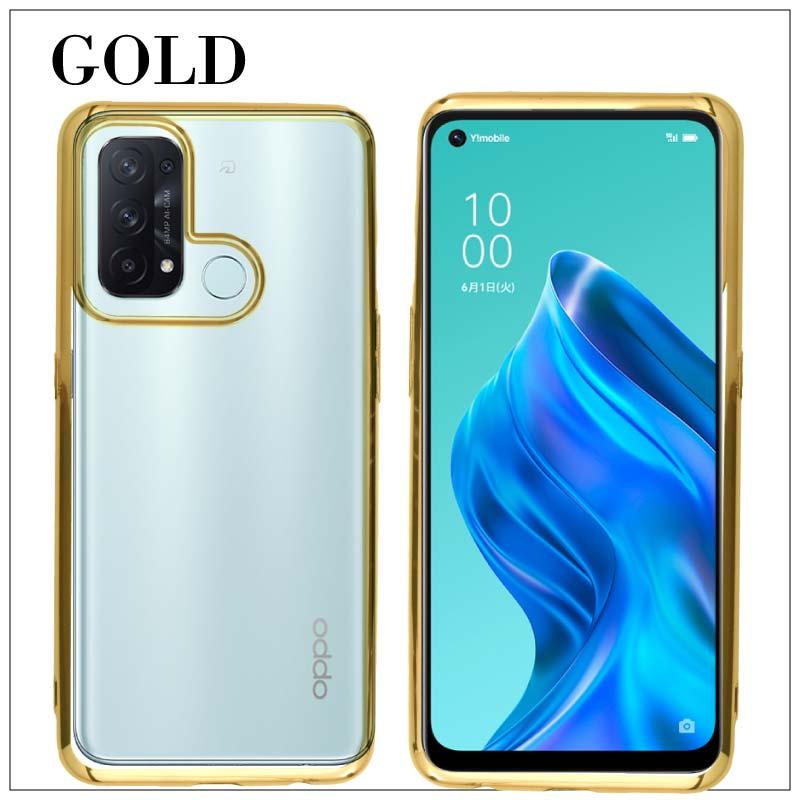 OPPO Reno5 A サイドメッキ加工 TPU クリア 耐衝撃 衝撃吸収 ケース