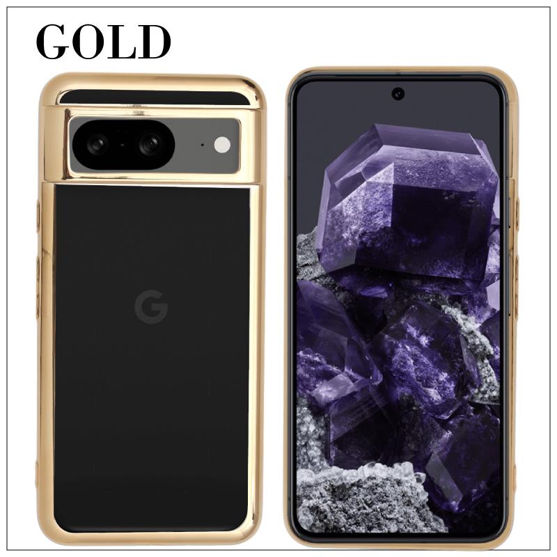 Google Pixel 8 サイドメッキ加工 TPU クリア 耐衝撃 衝撃吸収 ケース