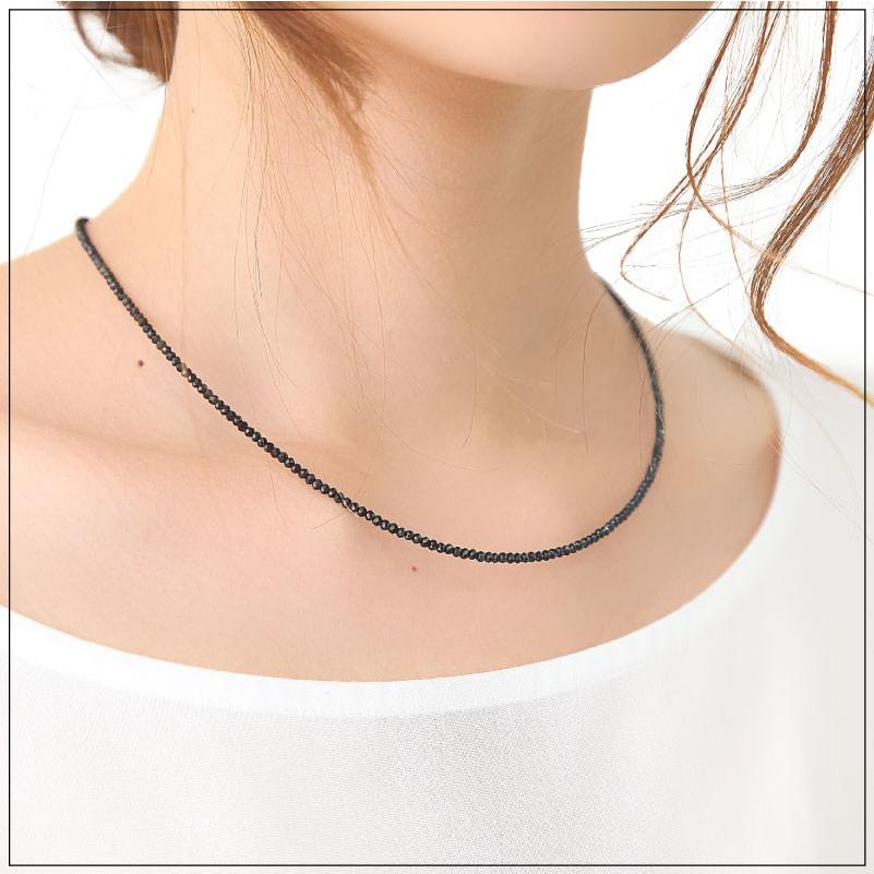 ブラックスピネルネックレス 2mm 40cm 45cm ブラックストーン ブラックスピネルネックレス 2mm 40cm 45cm ブラックストーン
