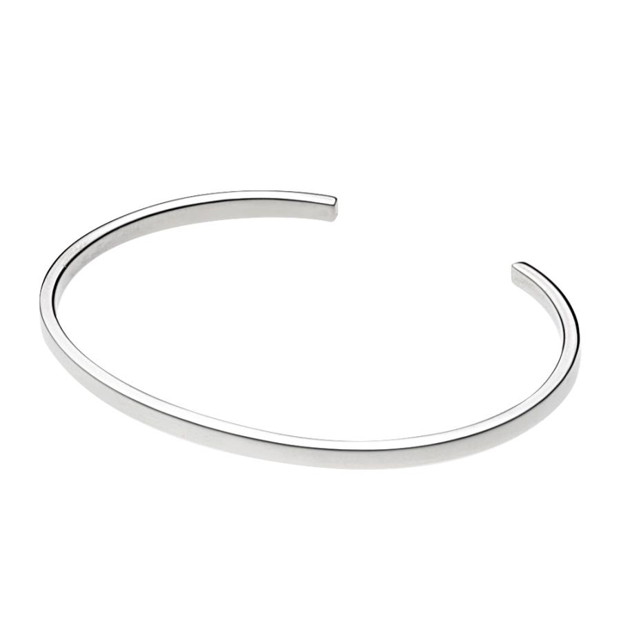 シルバーブレスレット メンズ バングル プレーン シンプル シック フラット 細め 華奢 スリム シルバー925 シルバーアクセサリー b0423の画像