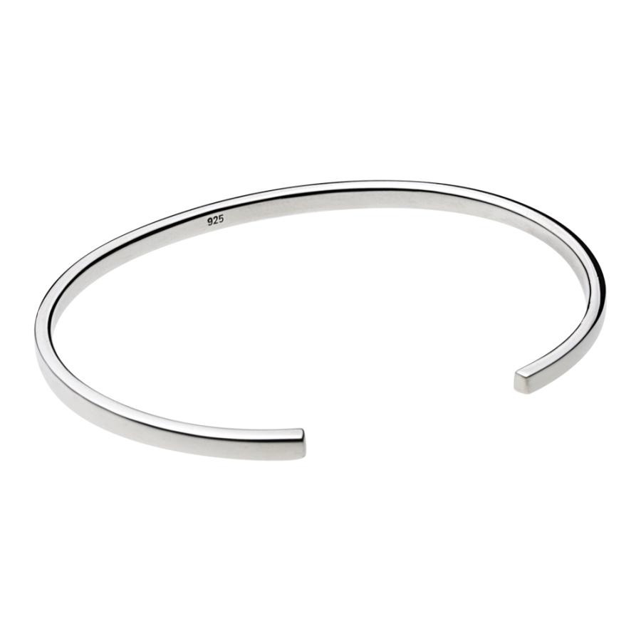 シルバーブレスレット メンズ バングル プレーン シンプル シック フラット 細め 華奢 スリム シルバー925 シルバーアクセサリー b0423の画像