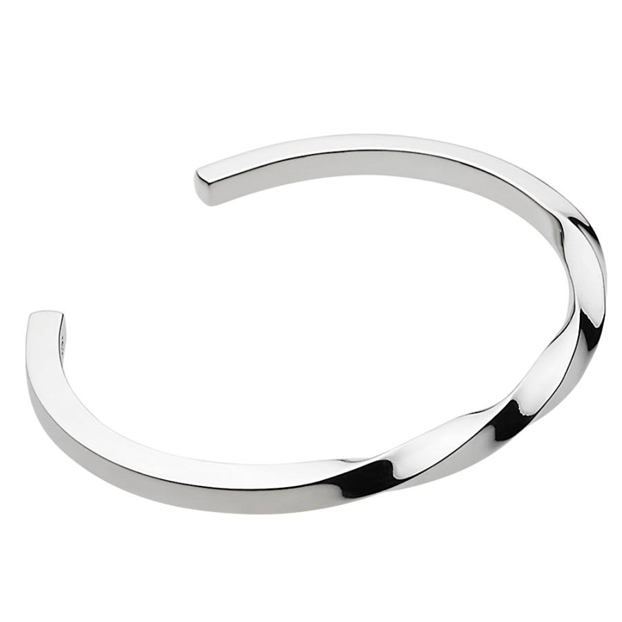 シルバーブレスレット メンズ バングル シンプル ツイスト ねじり ひねり シック カジュアル シルバー925 シルバーアクセサリー b0476の画像