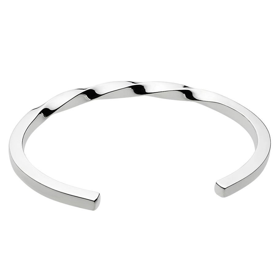 シルバーブレスレット メンズ バングル シンプル ツイスト ねじり ひねり シック カジュアル シルバー925 シルバーアクセサリー b0476の画像