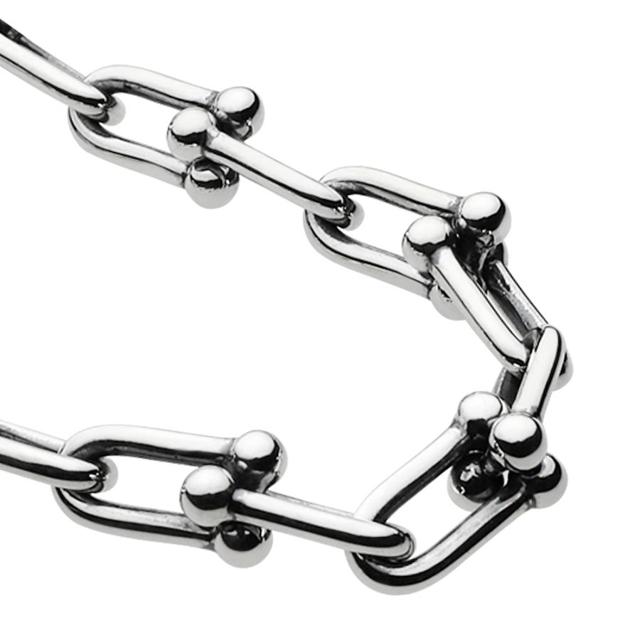 シルバーブレスレット メンズ シャックル チェーン ハード Dカン風 鎖 インダストリアル ロック シルバー925 シルバーアクセサリー b0477の画像