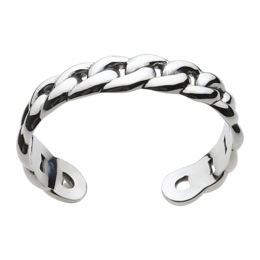 シルバーブレスレット メンズ バングル 喜平 キヘイ チェーン シンプル 鎖 太め ハード パンク シルバー925 シルバーアクセサリー b0484の画像