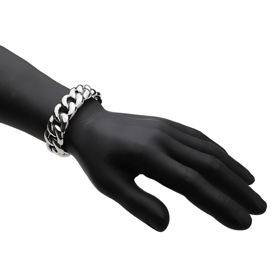 シルバーブレスレット メンズ バングル 喜平 キヘイ チェーン シンプル 鎖 太め ハード パンク シルバー925 シルバーアクセサリー b0484の画像