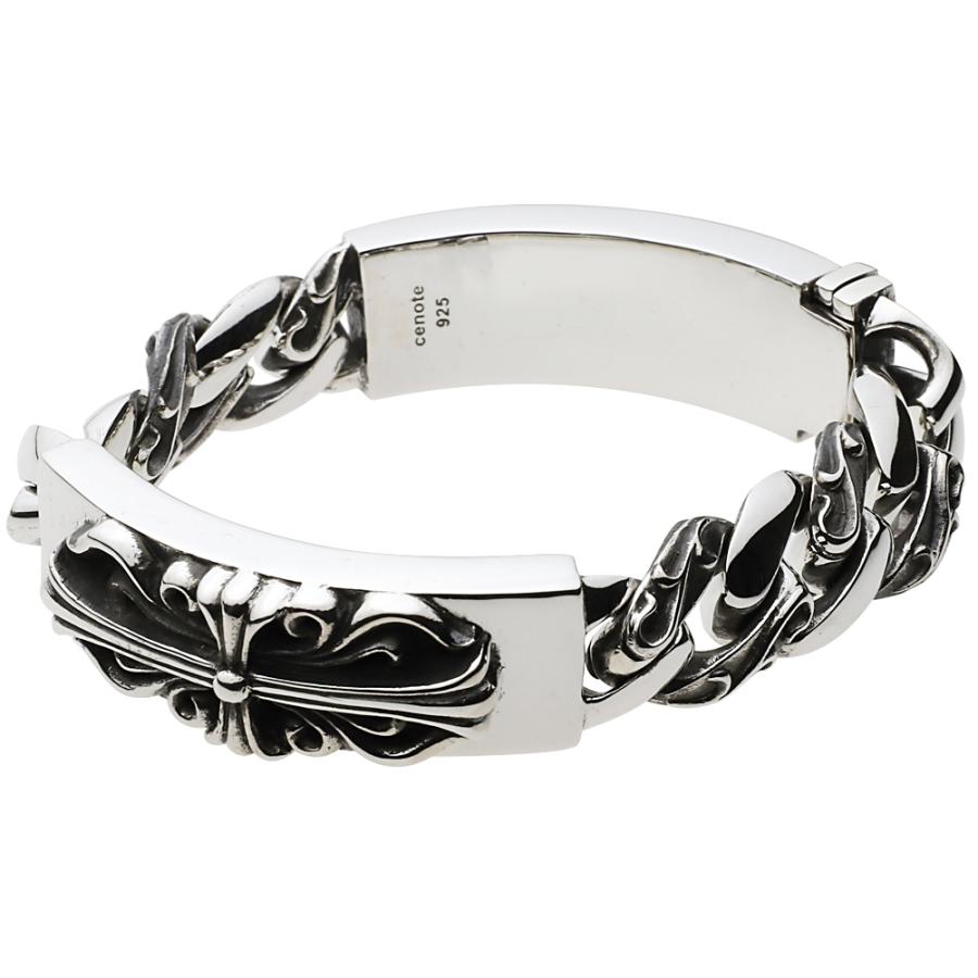 cenote シルバーブレスレット メンズ フローラル クロス 十字架 ダブル