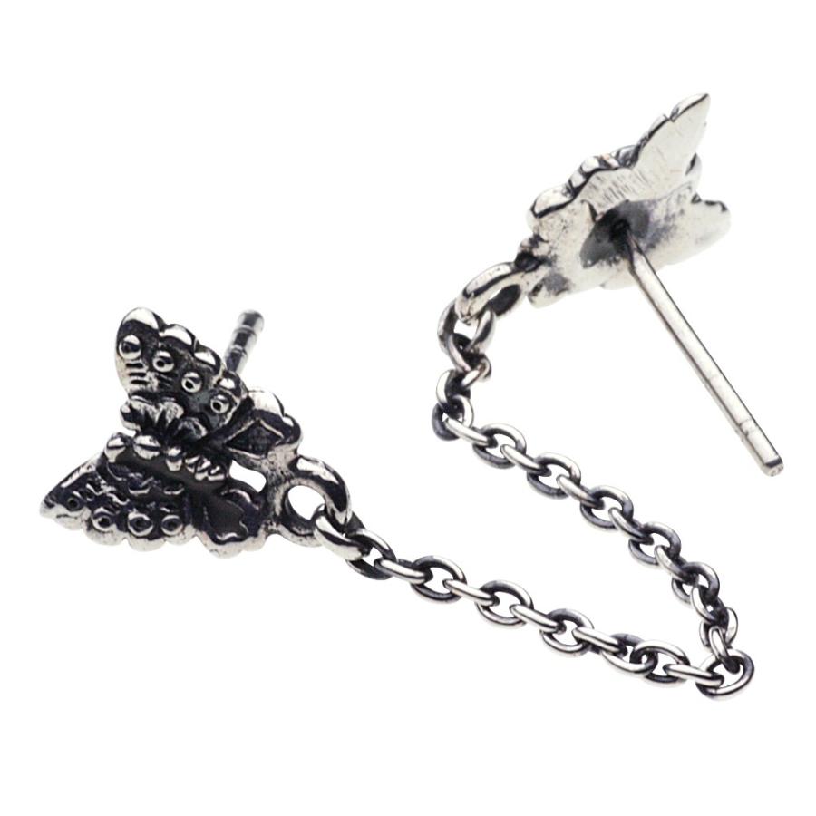 cenote シルバーピアス メンズ 牡丹 蝶 2ホール 花札 ぼたん