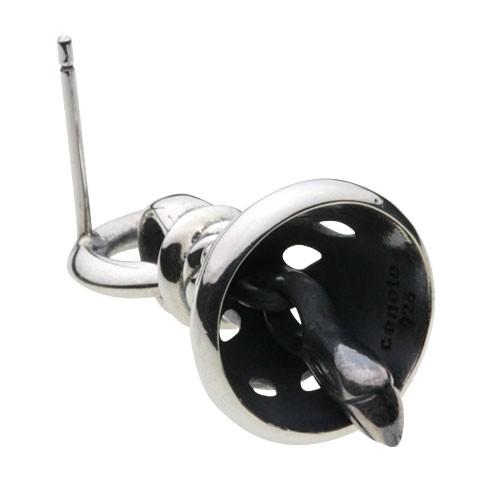 シルバーピアス メンズ ベル スイングベル ゴシック 鐘 お守り アラベスク 揺れる シルバー925 キャッチ付き シルバーアクセサリー e0520の画像