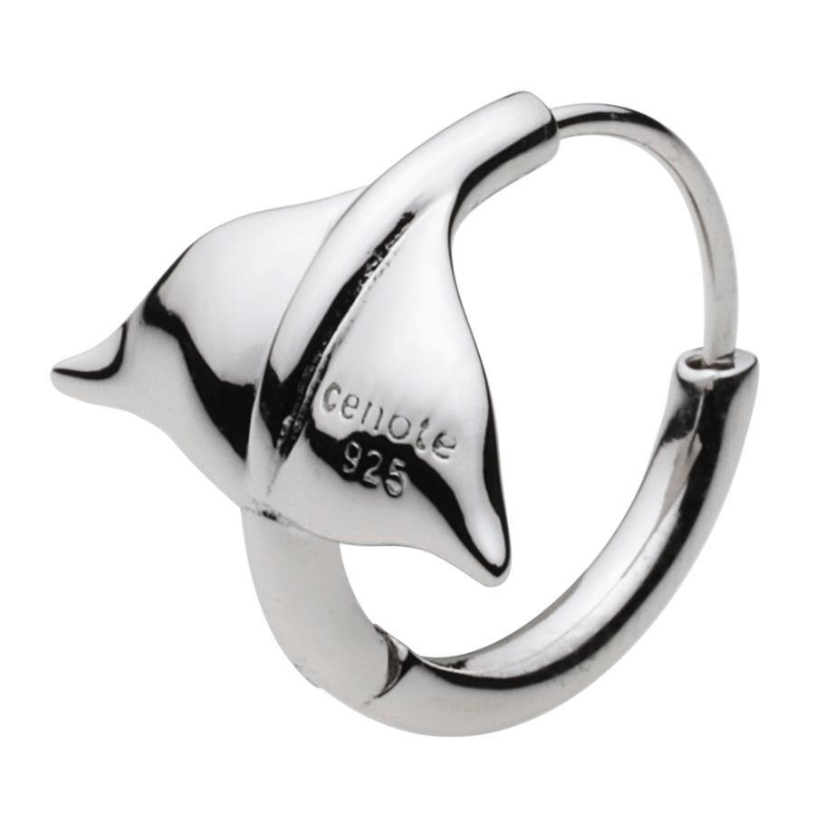 cenote シルバーピアス メンズ テールフィン フープ 尾びれ イルカ